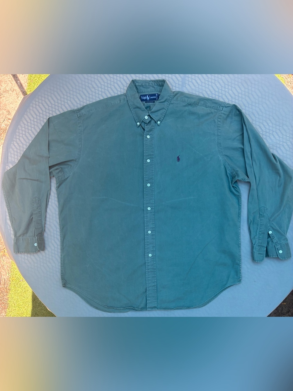 Ralph Lauren Men's Green Button-Down Oxford Shirt